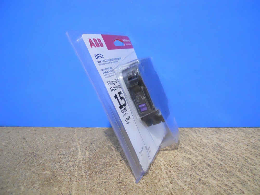 ABB 15 Amp Dual Function DFCI Circuit Breaker 15A Plug-On Neutral THQL1115PDFA