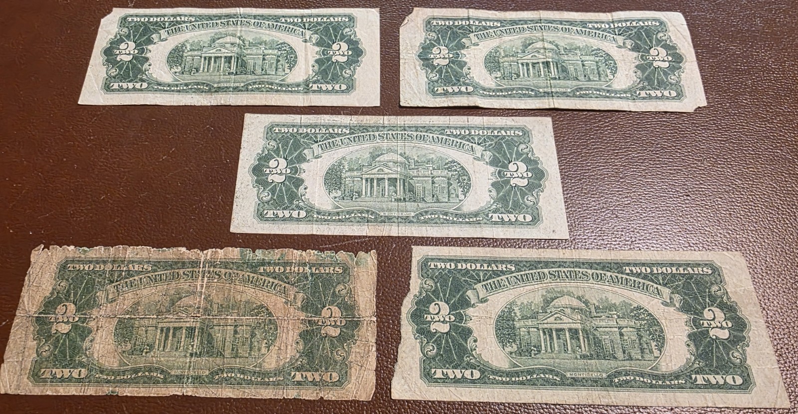 LOT OF 5 $2 UNITED STATES NOTES 1928 1953