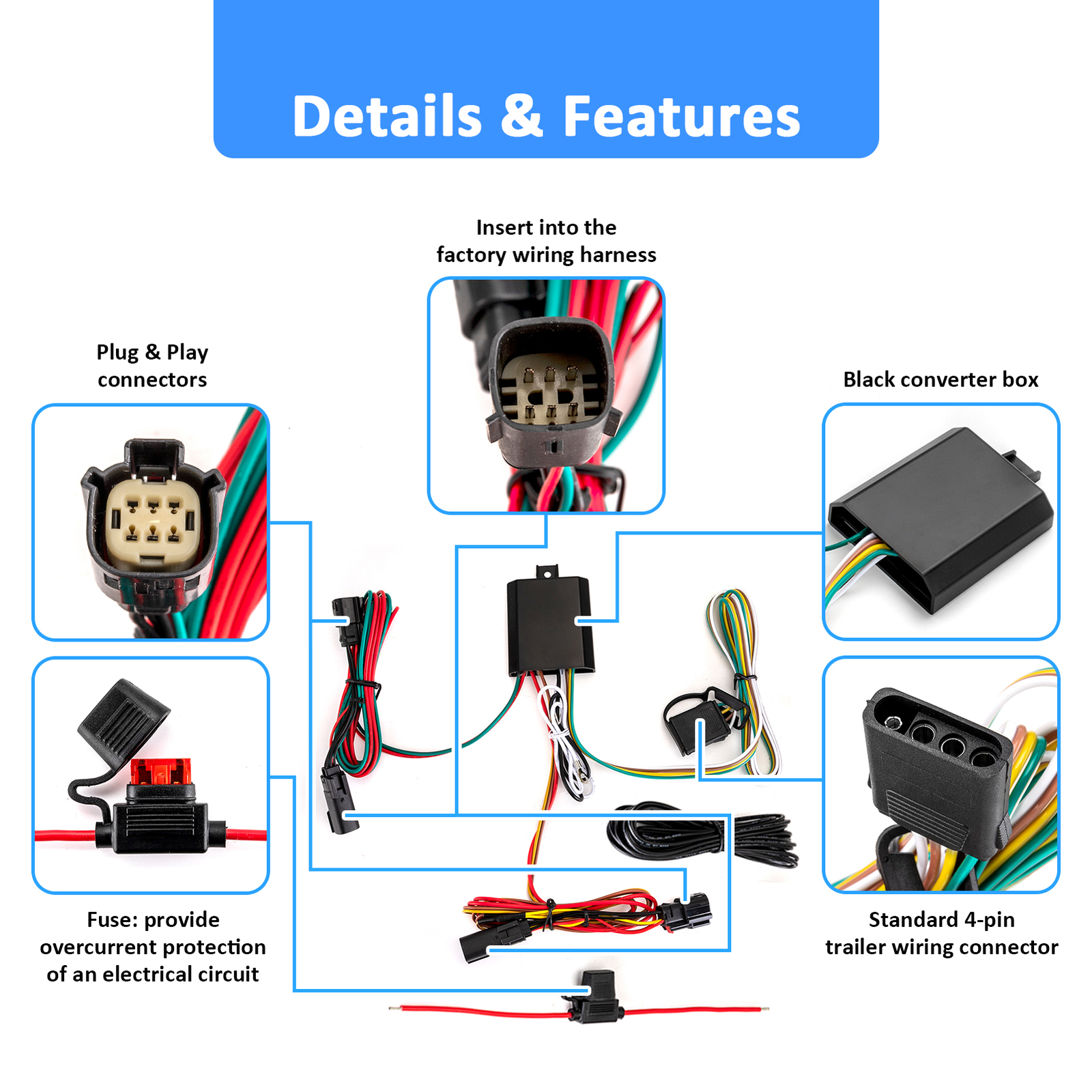 Trailer Tow Hitch Wiring Harness For 2019-2020 2021 2022 2023 Jeep Cherokee