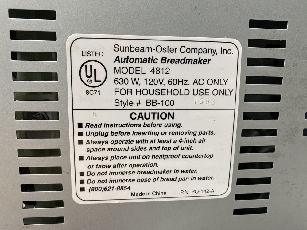 Sunbeam Oster Automatic Breadmaker 4812 *Tested Works*