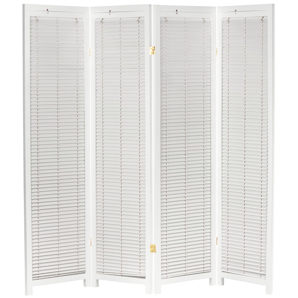 6 ft. Tall Adjustable Shutter Room Divider White 4 Panel