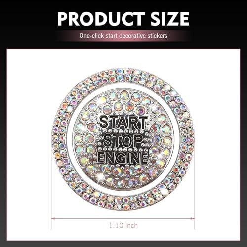 Crystal Rhinestone Car Engine Stop Decoration Ring Sticker, Multicolored