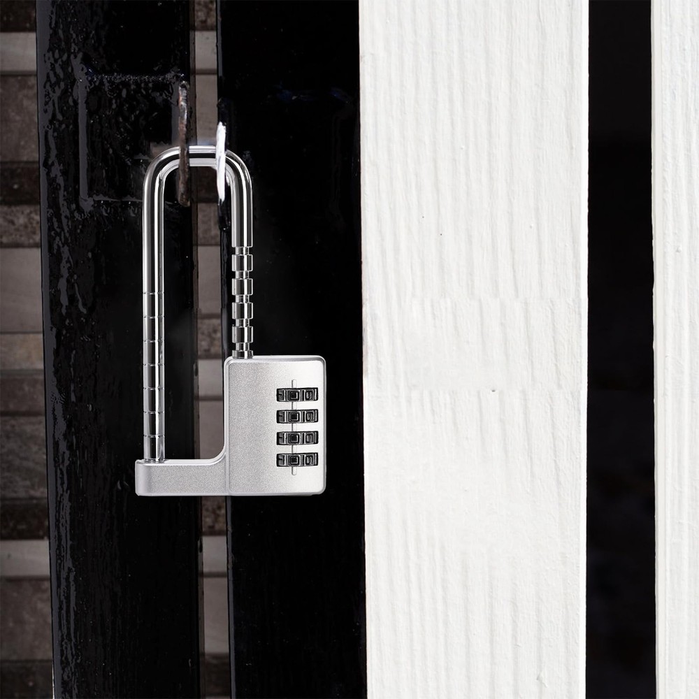 U Shaped Cabinet Combination Lock, 4 Digit Stainless Steel Padlock with Code,...