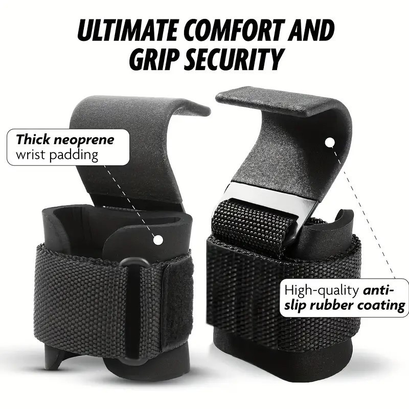 Weight Lifting Hooks Pull-Up Hooks & Straps for Weightlifting & Gym Workouts