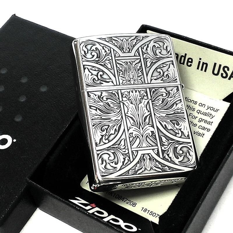 Zippo Ifrit Crest Silver Ibushi Etching Double Sided Processing Lighter Japan