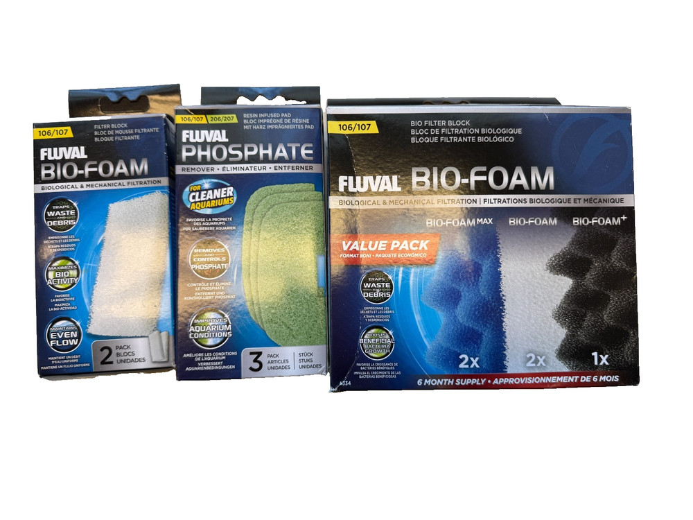 Fluval 107 Canister Filter – Complete with Accessories + Extra Filter Media Set