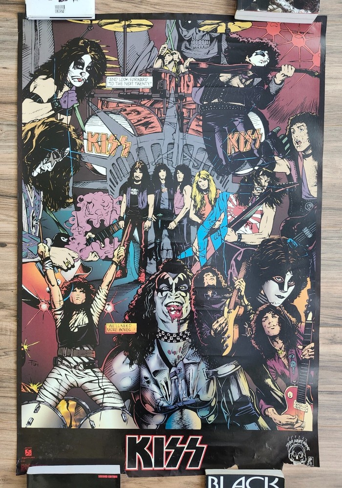KISS RARE 1994 Army Depot Comic Book 23x35 Poster Vinnie Vincent Eric Carr COOL