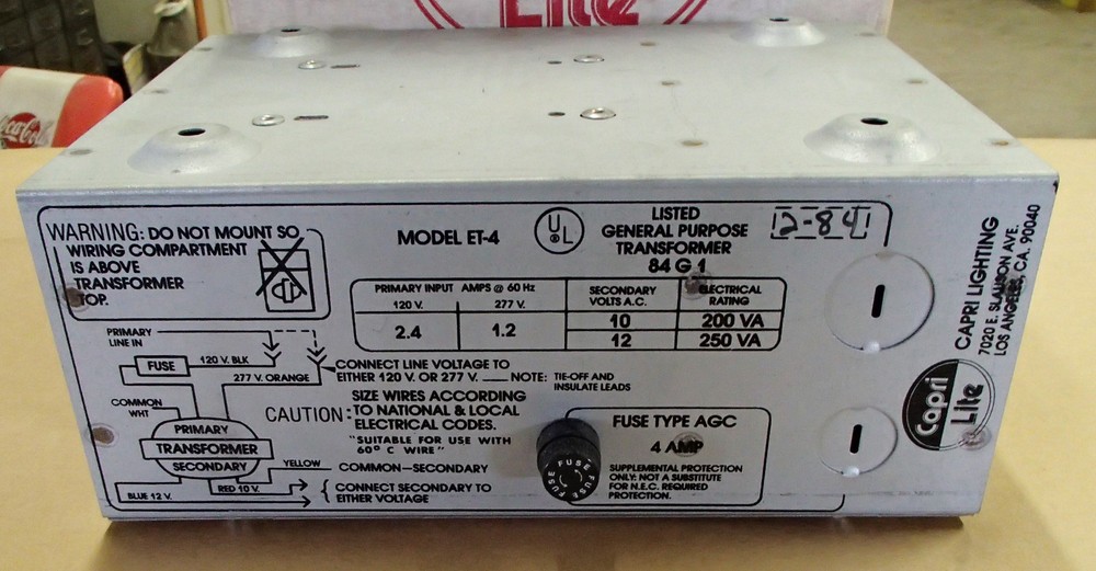 CapriLite General Purpose Transformer ET-4 New Surplus