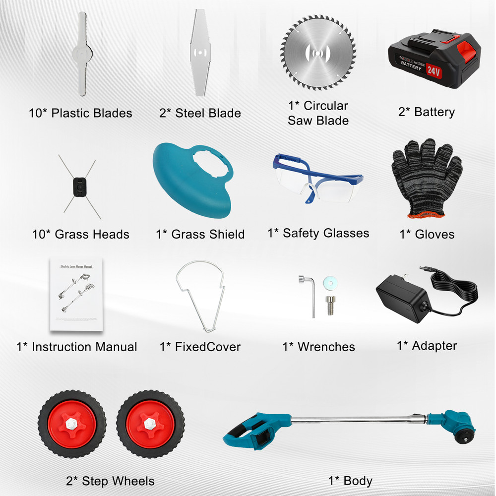 Electric Cordless Grass String Trimmer Lawn Edger Weed Eater Wacker + 2 Battery