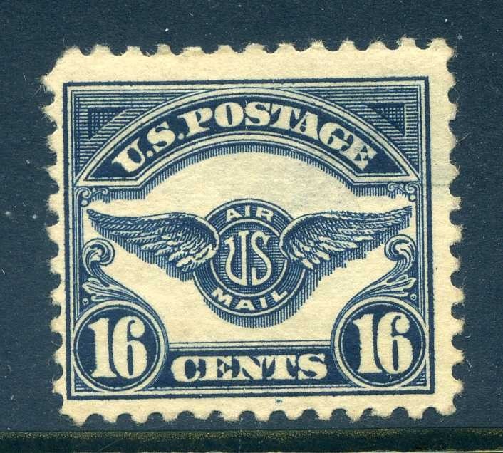 C5, 16¢ Early Airmail, Mint Hinged, thin, Scott $60