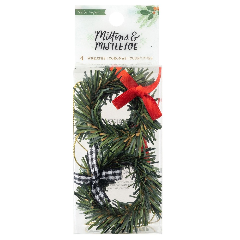 Mittens & Mistletoe Wreaths 4/Pkg- - 3 Pack