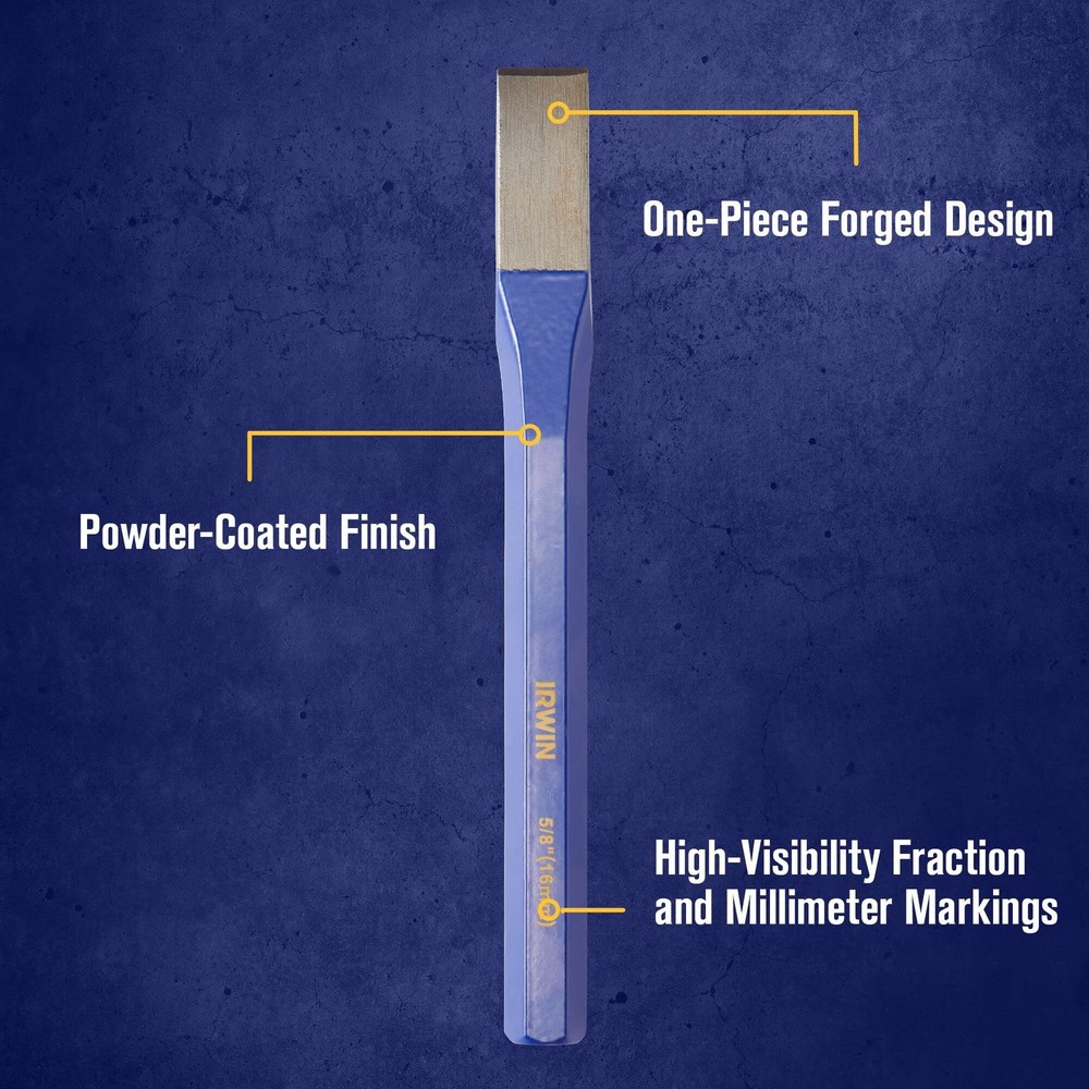 IRWIN Chisel Set, and Punch, 12-Pack with Various Sizes, Tempered Blue