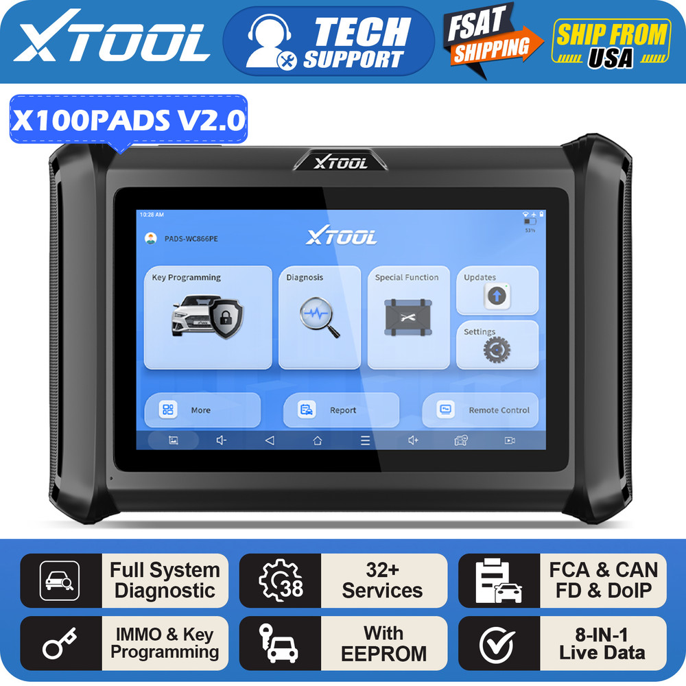 XTOOL X100 PADS V2.O IMMO Key Programming Auto Car Diagnostic Scanner Tools FCA