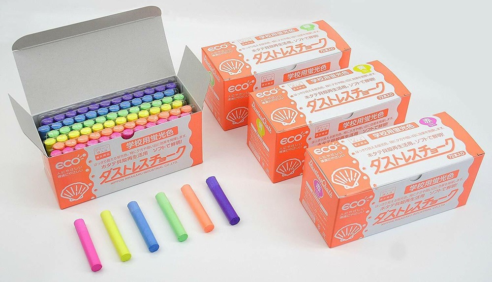 Dustless Fluorescent Chalk 72pcs, 6 Colors