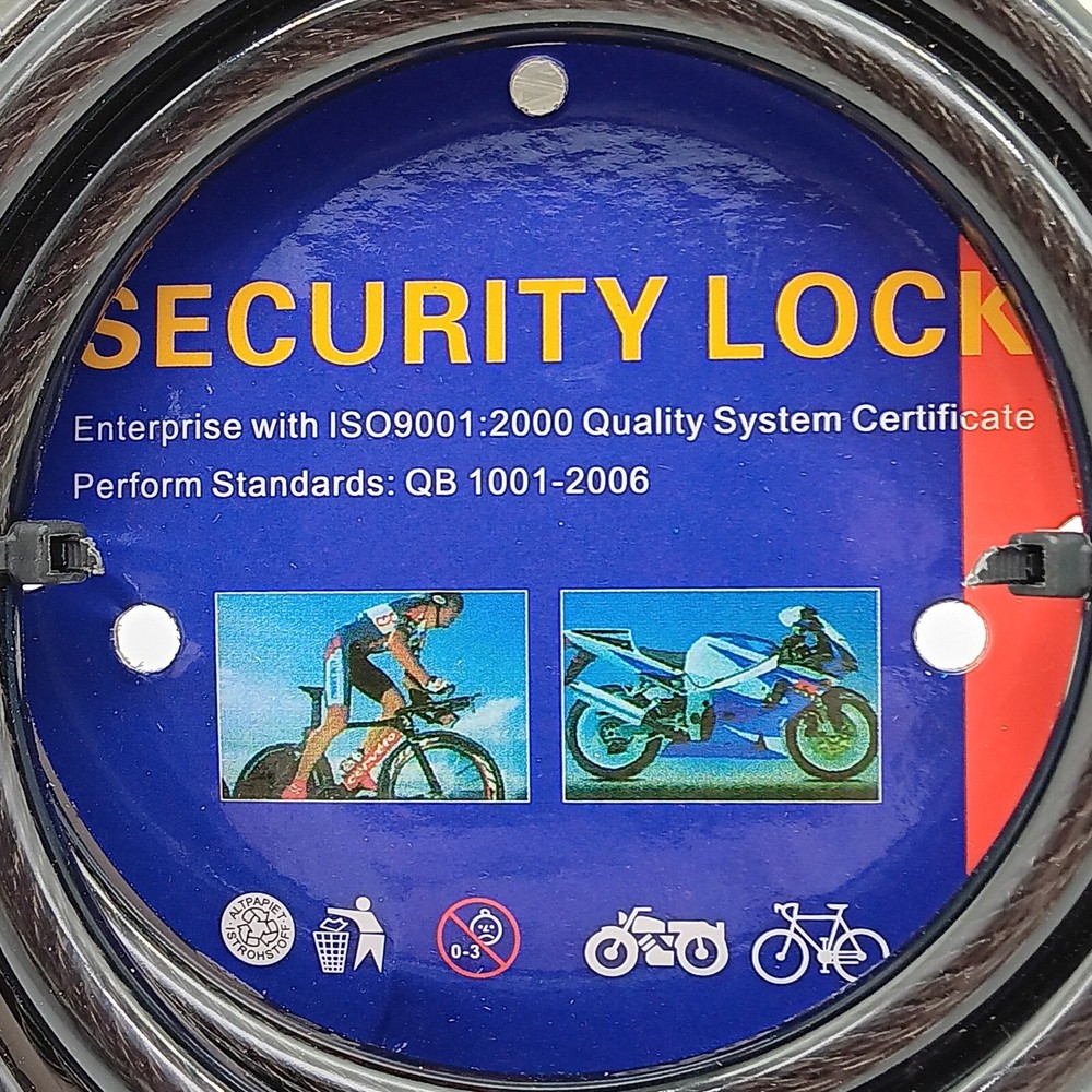 Motorcycle Bicycle Combination Lock Multi-Function Security Steel Cable Black
