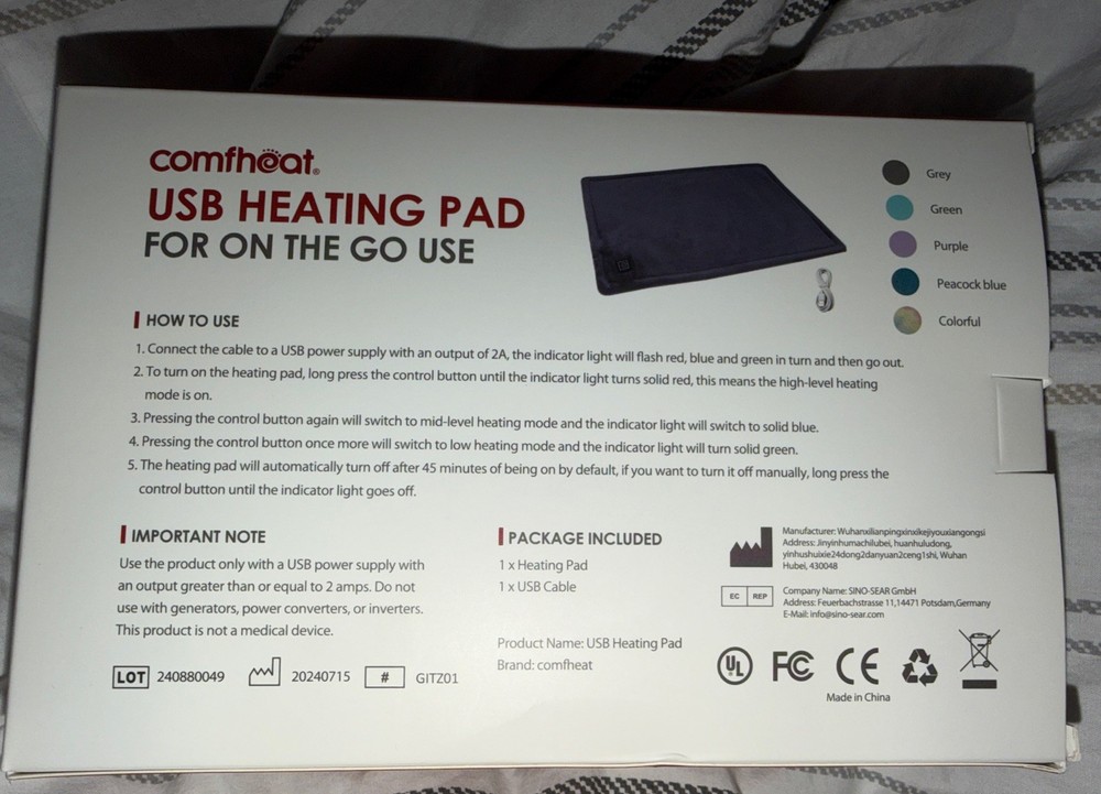 USB Heating Pad New