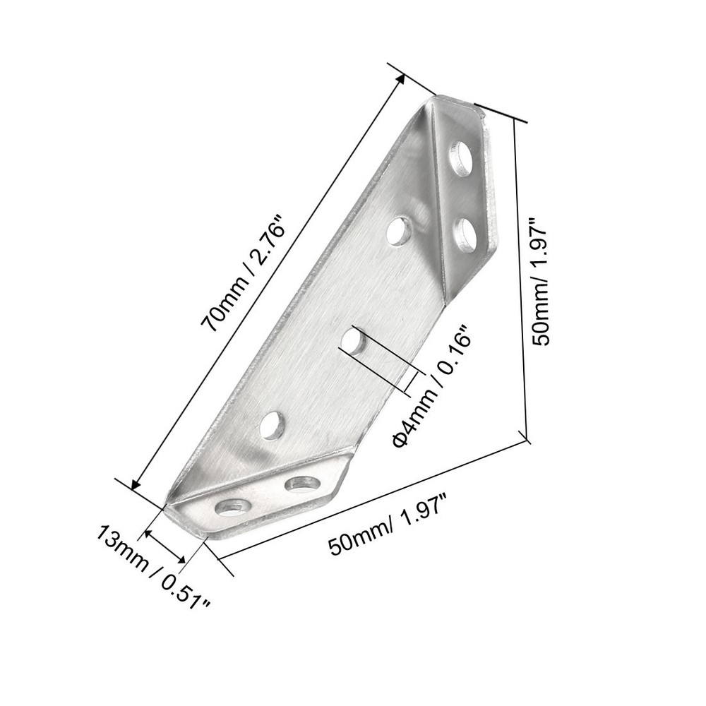 Square shelf common support bracket 50x50mm silver tone 10pcs