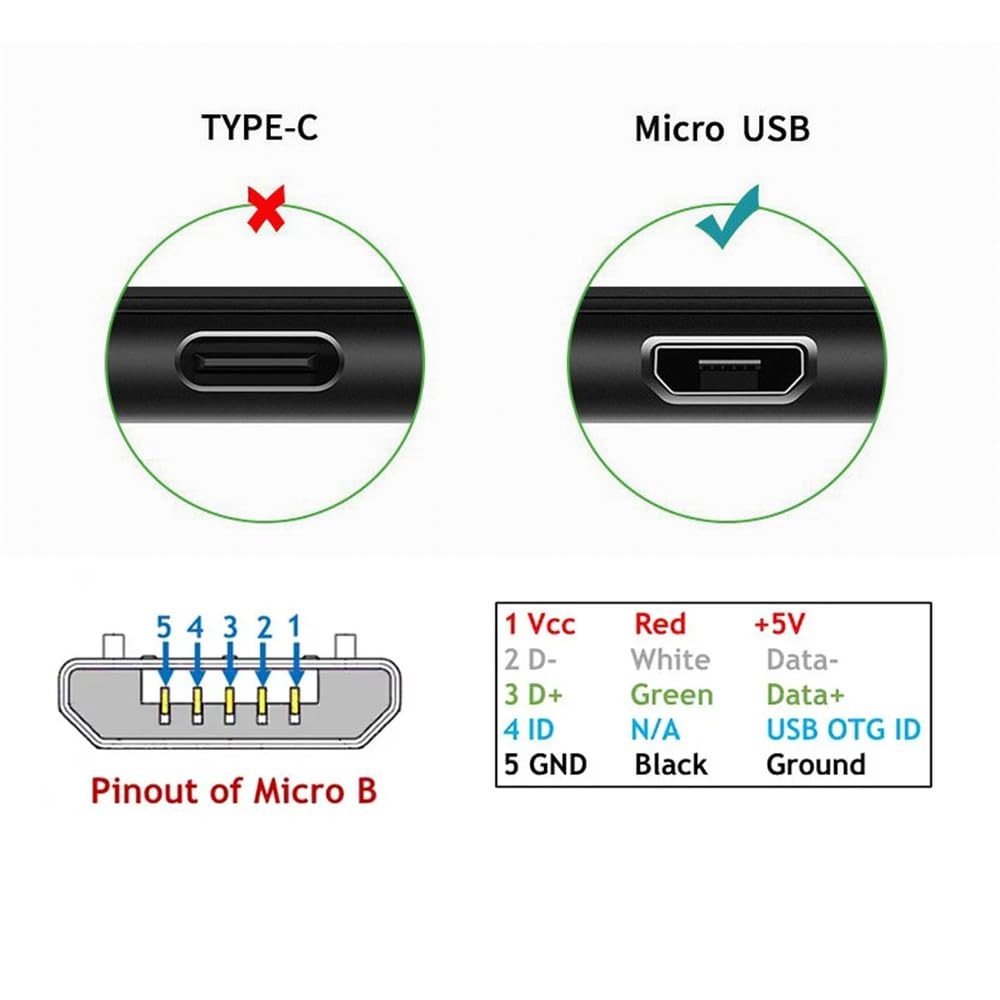 UP Down Angled 90 Degree Micro USB 2.0 Type 5Pin to USB 2.0 Type-A Data Char...