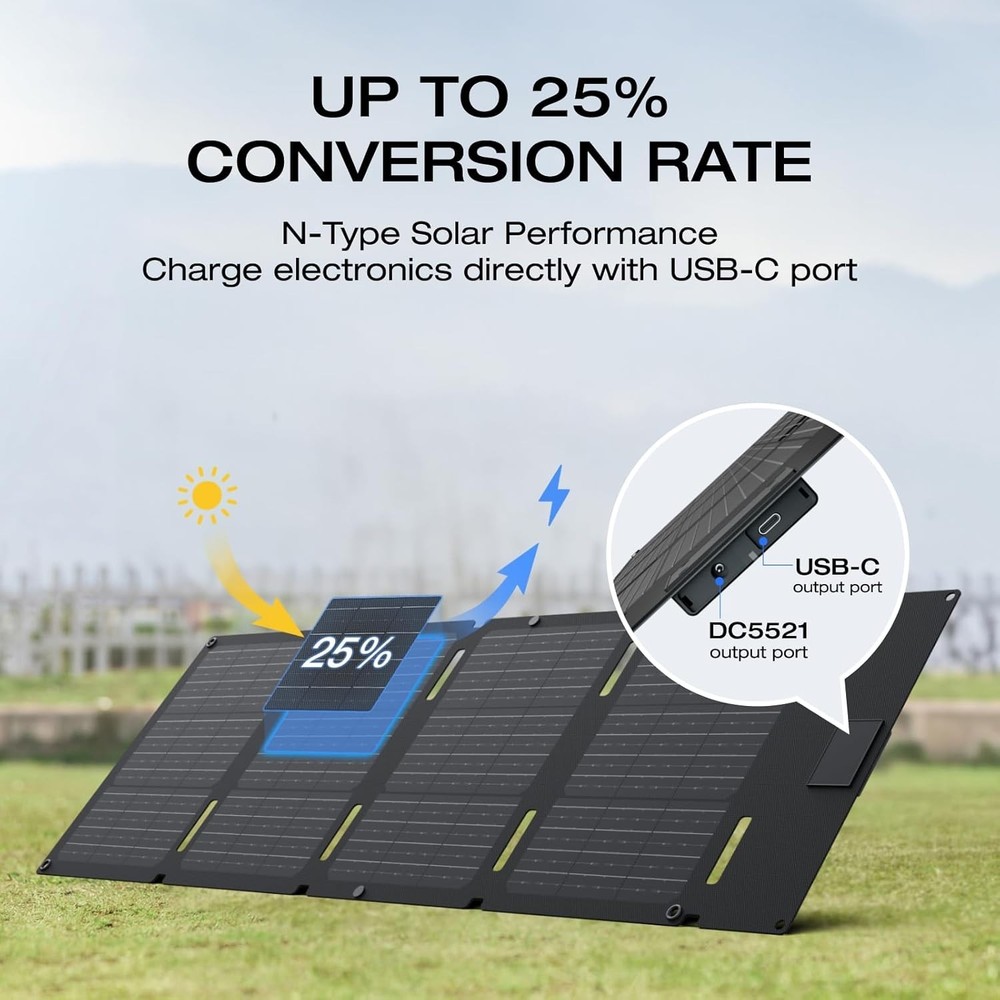 ECOFLOW 45W Portable Solar Panel with Type-C, 25% Conversion Efficiency