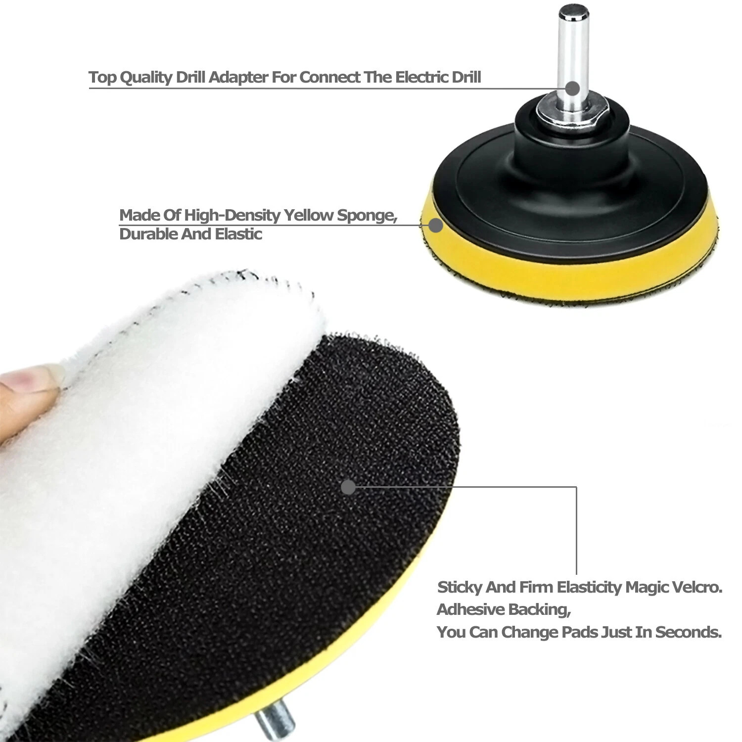 7PCS 7 Inch Polishing Waxing Pad Sponge Buff Buffing Kit Set For Car Polisher US