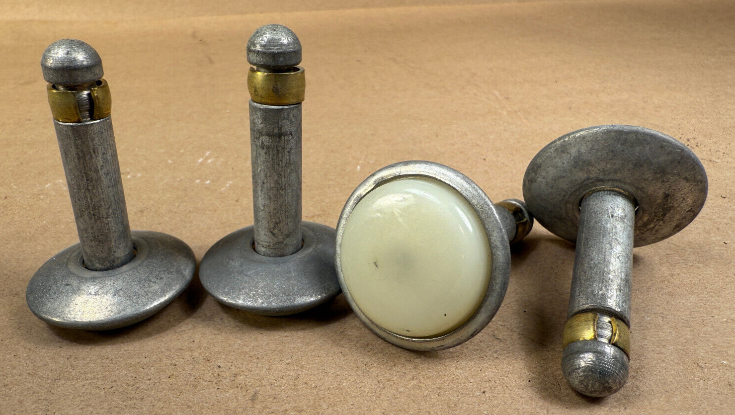 Lot of 4 Vintage Mid Century Large Swivel Glides Metal for Table Chair Legs MCM