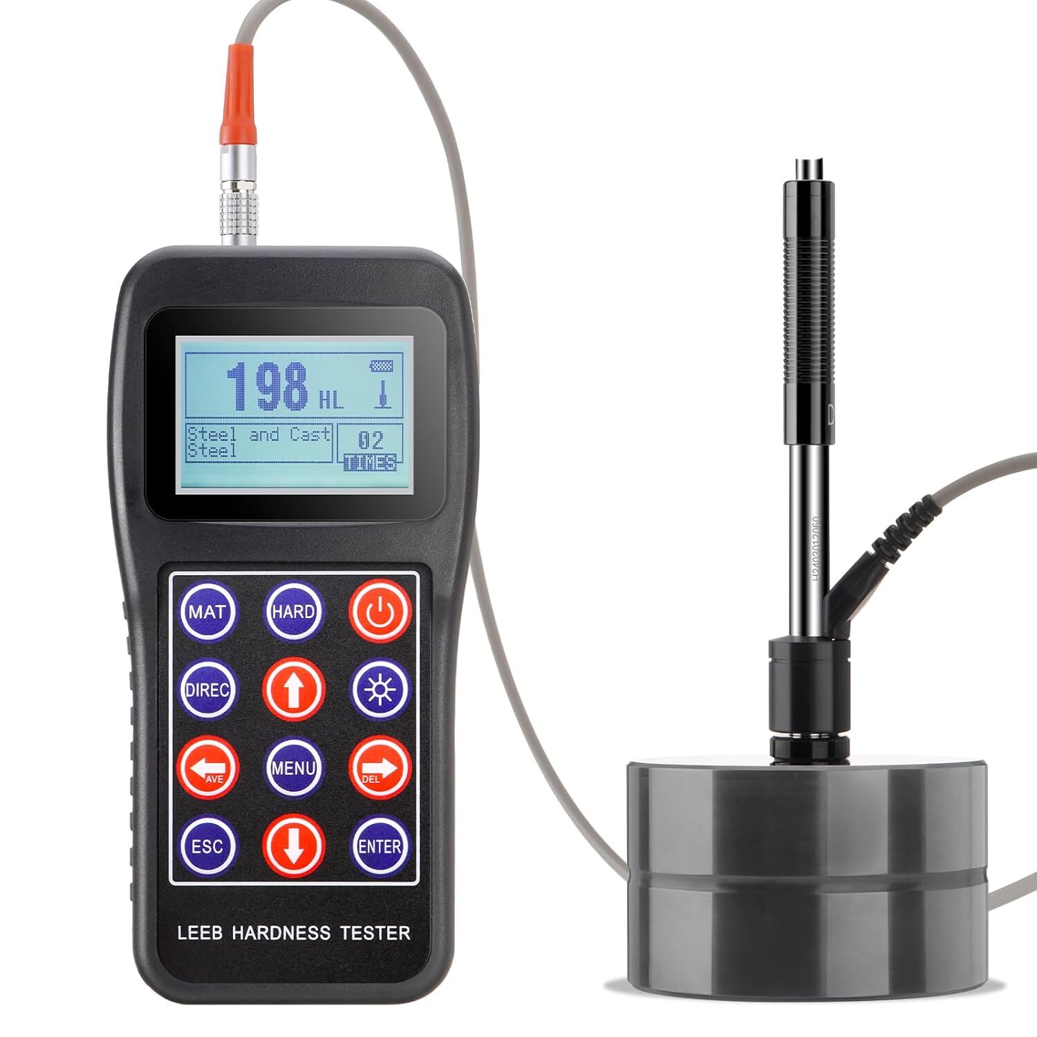 Portable Leeb Hardness Tester 7-in-1 Metal Hardness Meter with Calibration Block