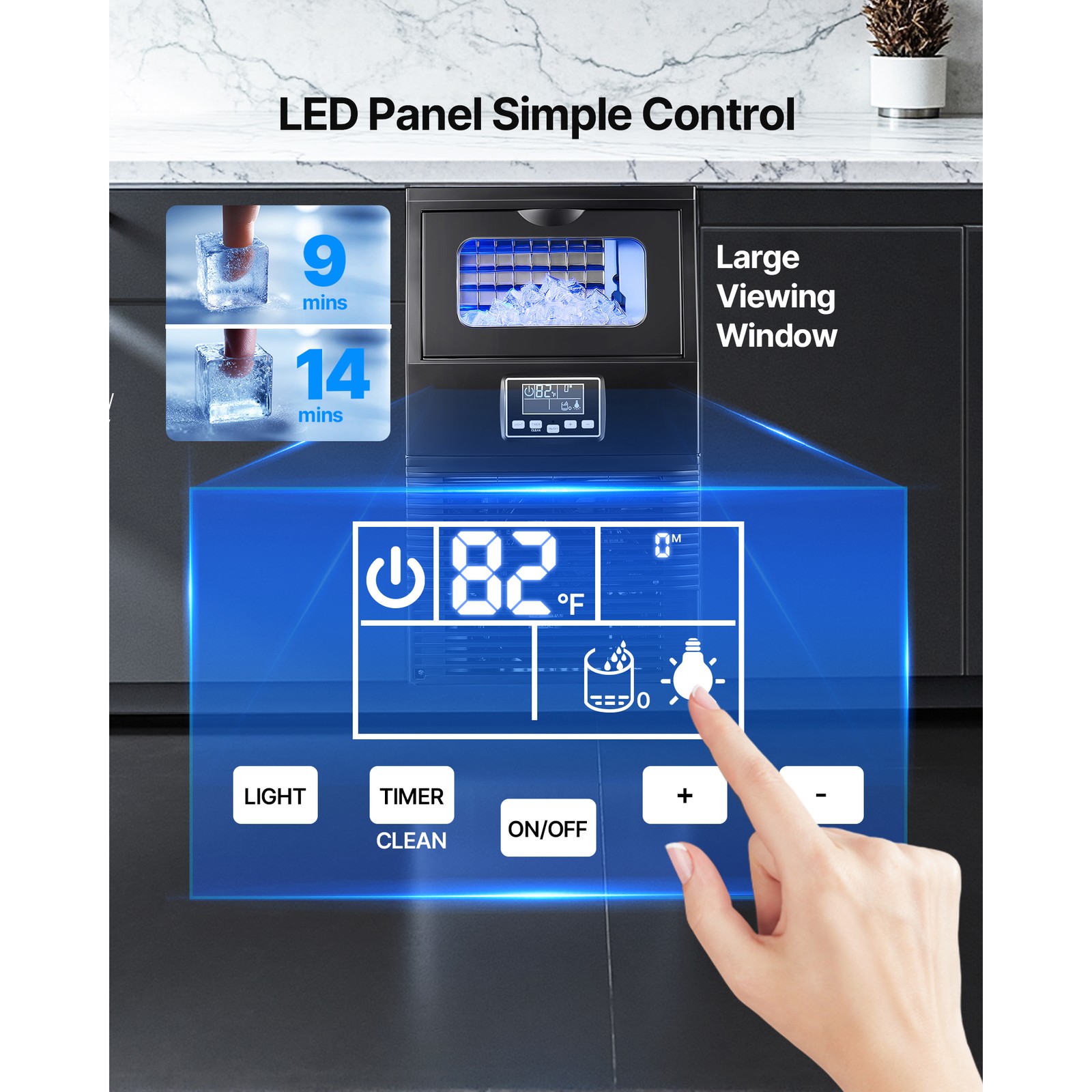 Uimoso 80lbs/24h Commercial Ice Maker Home Bar Restaurant Built-in Cube Machine