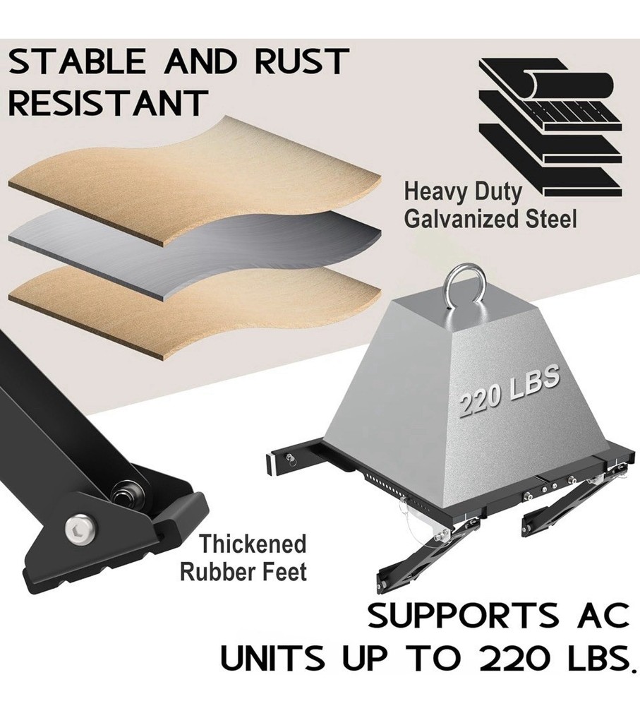 Upgraded No-Drill Window AC Bracket, Adjustable Window Air Conditioner Support