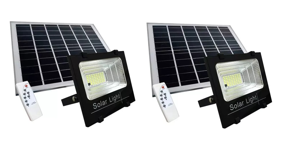 2x pieces LED headlight with solar panel 600w twilight remote control cold light