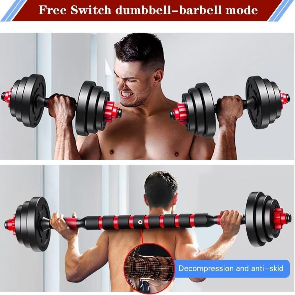 Home Gym Essential: Adjustable Lightweight Dumbbells Set with Barbell Function