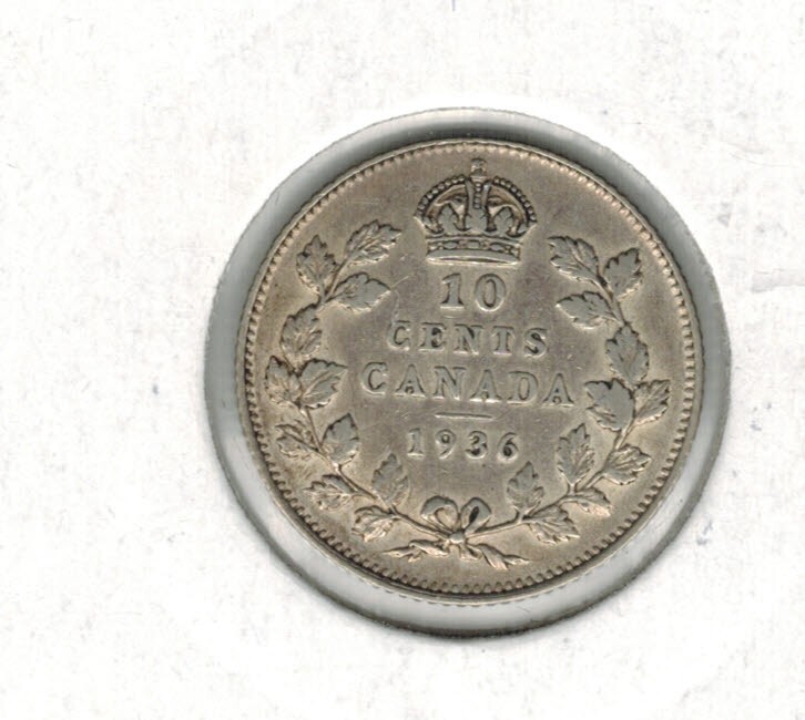 1936 SILVER Canadian Dime