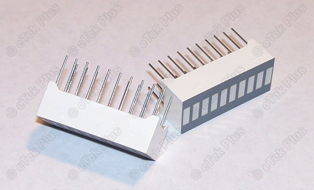 12x BLUE LED Color 10-SEGMENT Light BAR GRAPH Display Array GRAY-FACE - USA