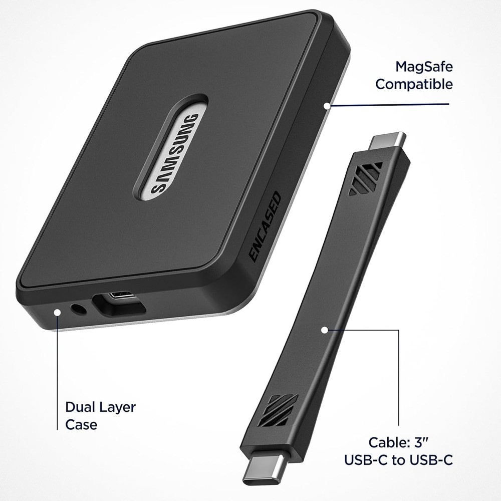 Magnetic Case for Portable SSD with Data Cable