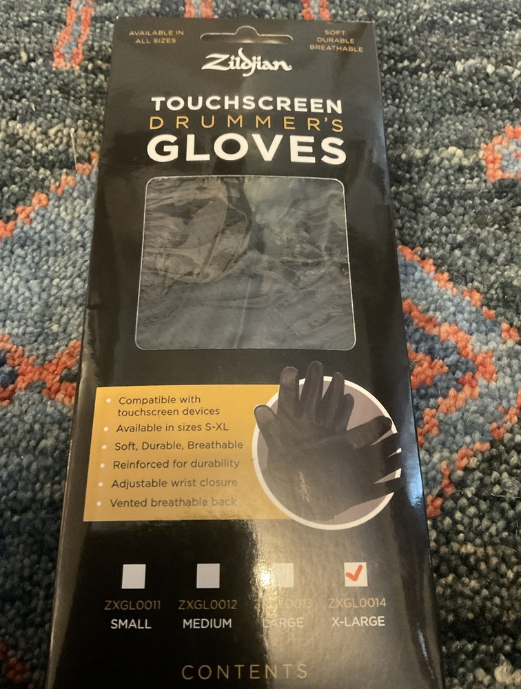 Zildjian Touchscreen Drummers Gloves Extra Large Black