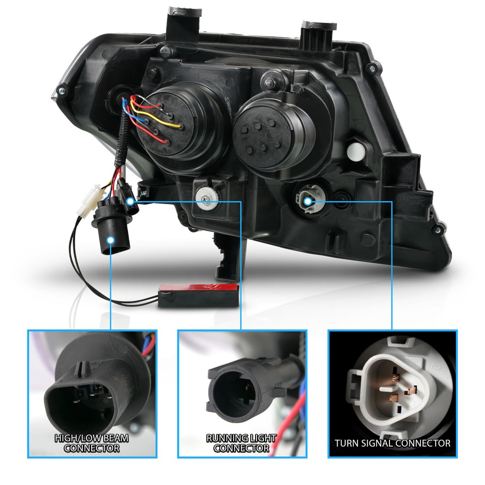 2009-2020 For Frontier LED DRL Switchback Sequential Signal Black Headlights