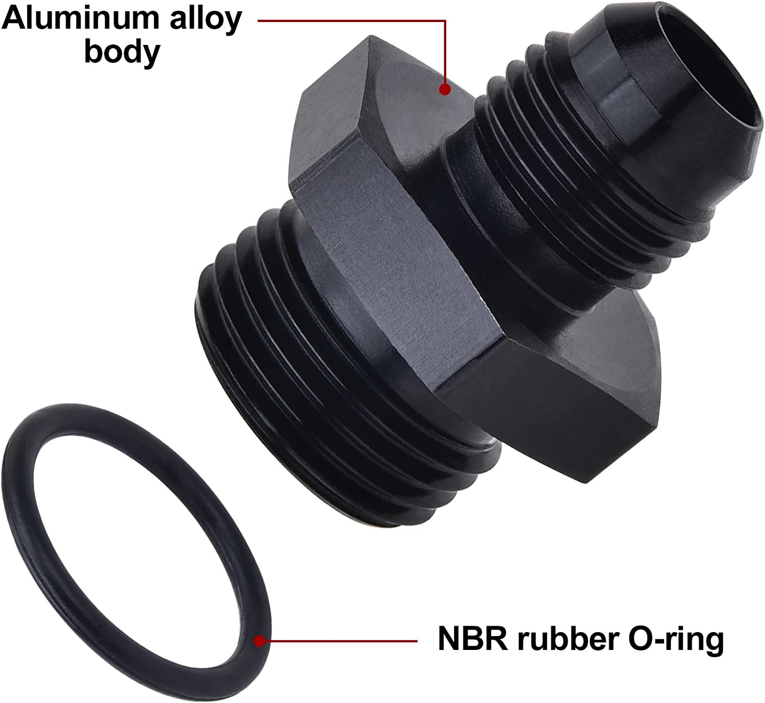 LokoCar Flare ORB 8AN to 6AN Male Fuel Rail Adapter Fitting Black 2PCS