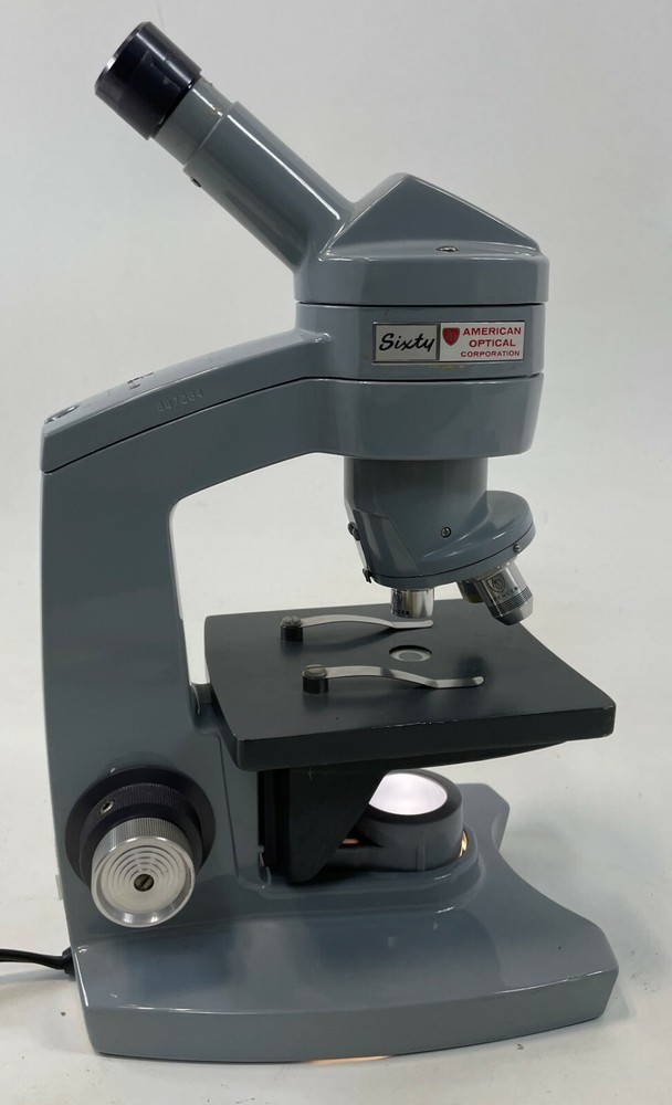 AMERICAN OPTICAL AO SIXTY 3 Objective Laboratory LED BULB Microscope WORKING
