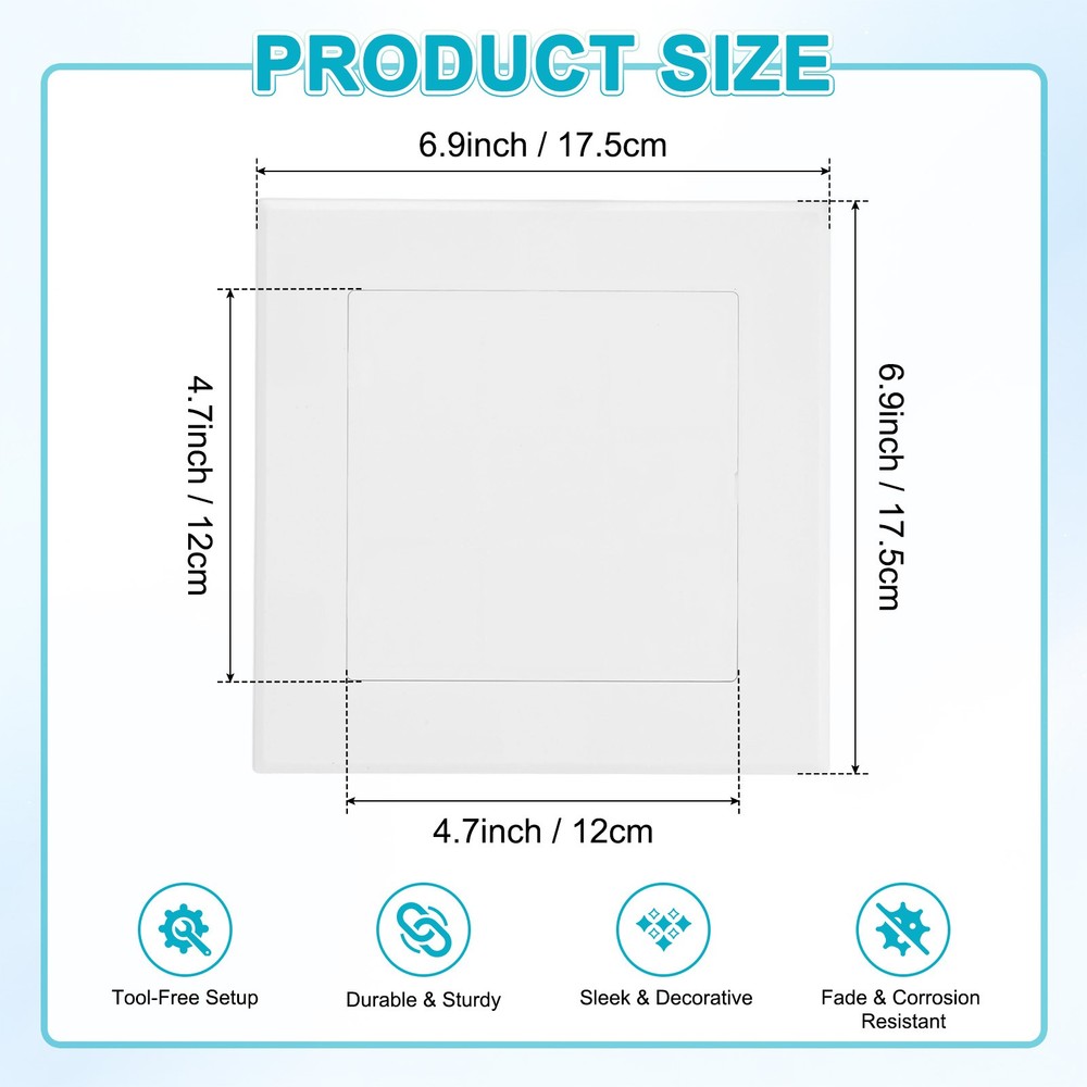 1-Pack Access Panel for Drywall, 5x5" Plastic Removable [White, Square]