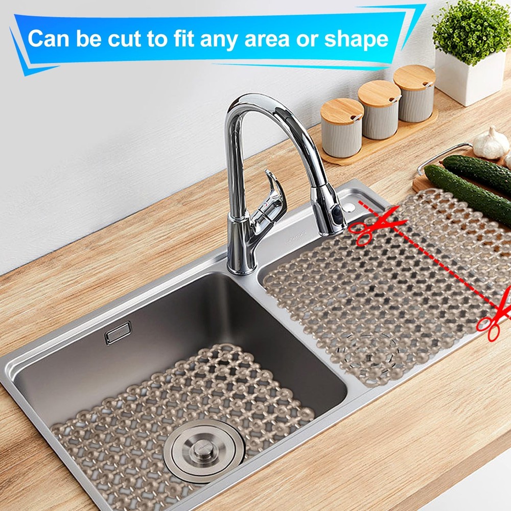 2 Pack Kitchen Sink Mat Plastic Protect Mat PVC Eco-friendly Kitchen Adjustab...
