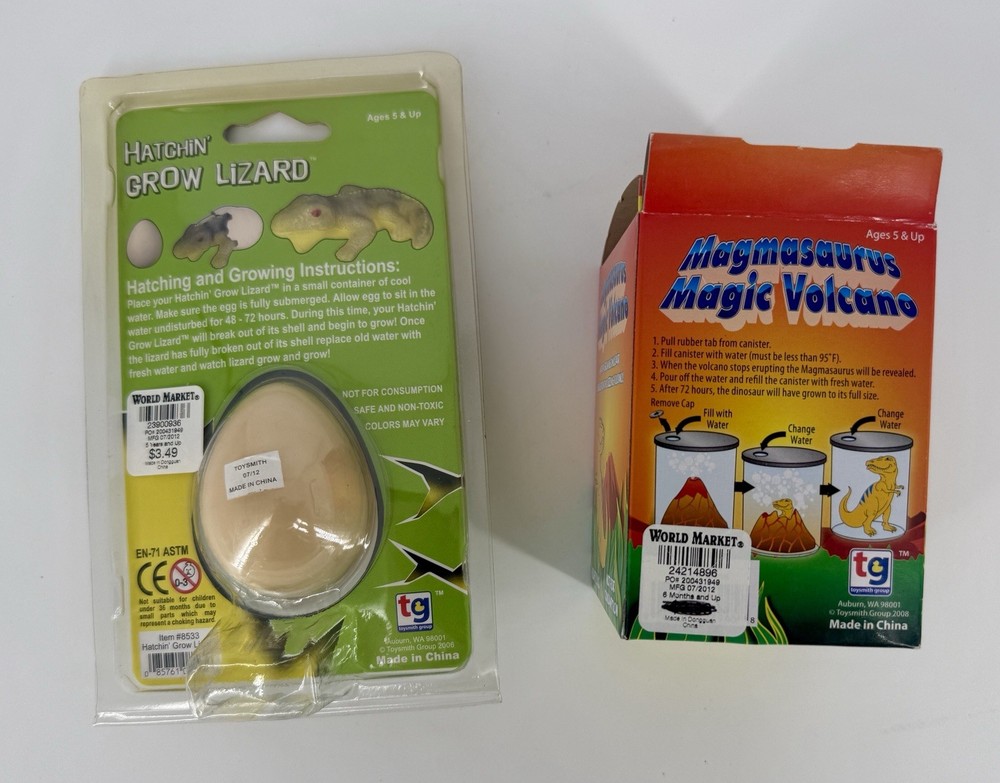 Toysmith Hatchin’ Grow Lizard & Magmasaurus Magic Volcano Bundle