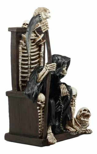 Ebros The Dark Lord Grim Reaper Seated On Skeletons & Skulls Throne Statue