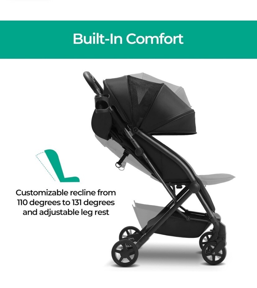 Mompush Lithe Compact and Lightweight One-Hand Foldable Travel Stroller &...