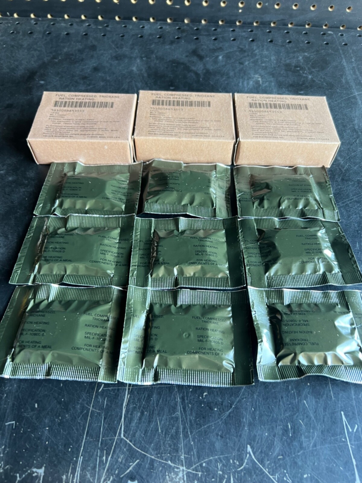 TRIOXANE MILITARY ISSUE LARGE  COMPRESSED FUEL BARS - 3 BOXES, 9 BARS TOTAL- NIB