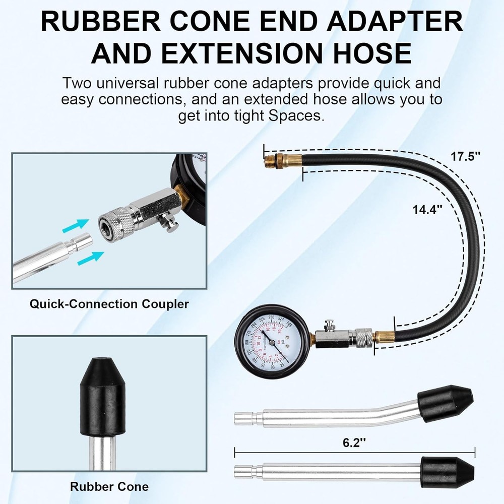 8pcs Petrol Engine Cylinder Compression Tester Kit, Small Compression...