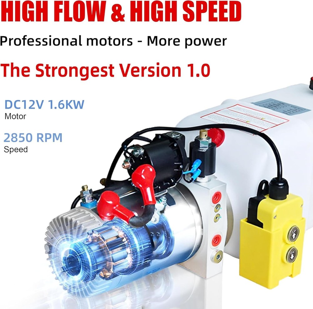 12V DC 8 Quart Double Acting Hydraulic Pump for Lifting/Trailer