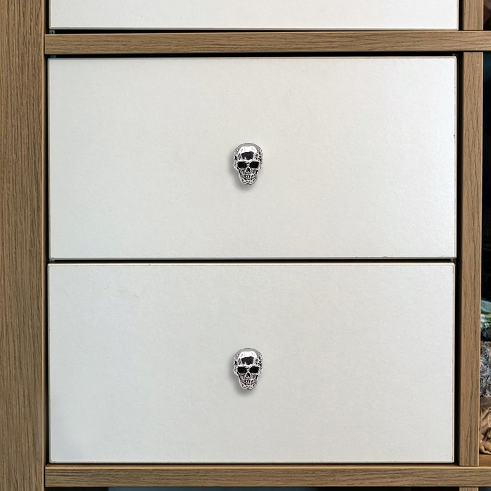 6 Pack Skull Skeleton Drawer Knobs, Vintage Single Hole Cabinets Pulls for Drawe