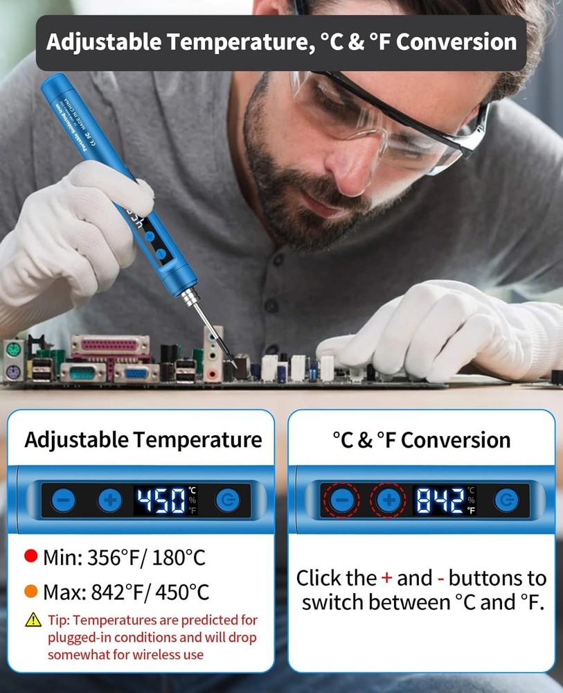 Wireless Soldering Iron KitWith Digital Adjustable Temperature,Suitable for home