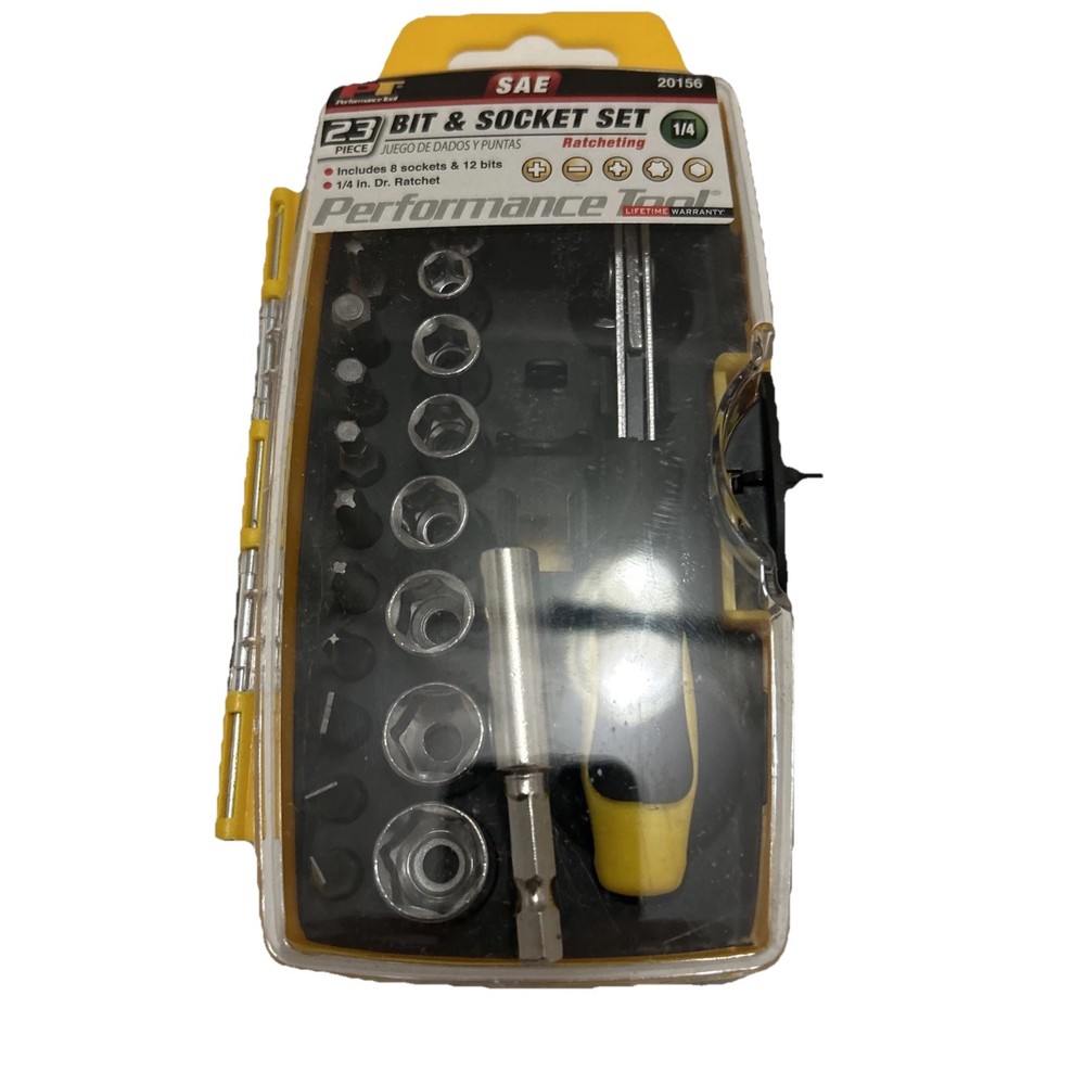 PERFORMANCE TOOL 23 PIECE BIT & SOCKET SET WILMAR 20156 SAE
