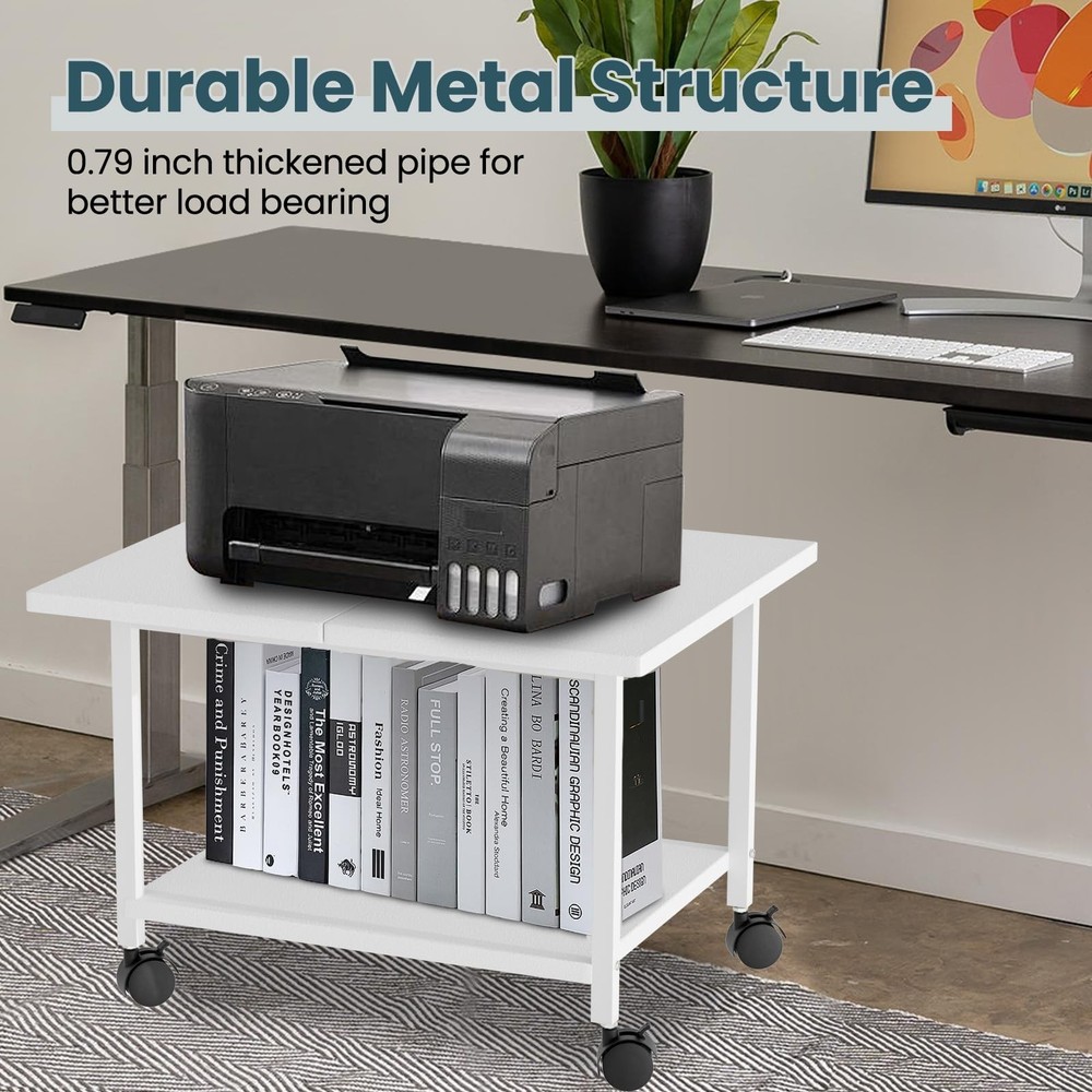SwaaVee Printer Stand with Storage Under Desk Shelf, Desktop Printer Stand Or...
