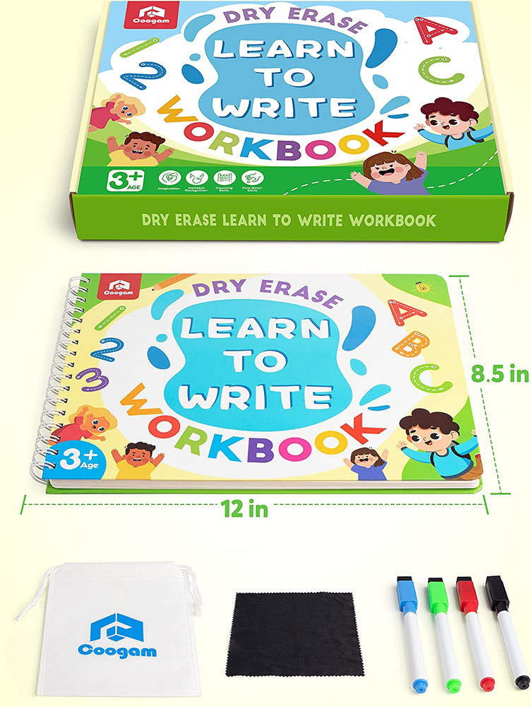 Learn to Write Workbook, Numbers Letters Practicing Book, ABC Alphabet Sight Wor